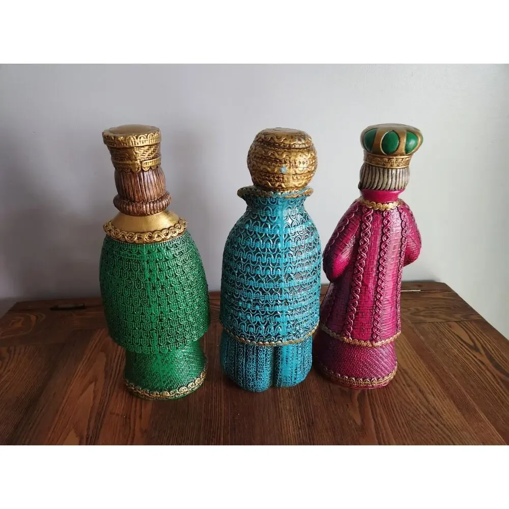 Set of 3 vinage Paper MacheWise Men / Magi or King Nativity Figures Japan